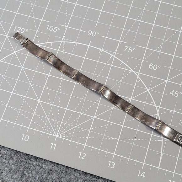 Vintage Mexican 925 Sterling Silver Bracelet Turquoise Mosaic Link 15 Grams - Picture 8 of 11